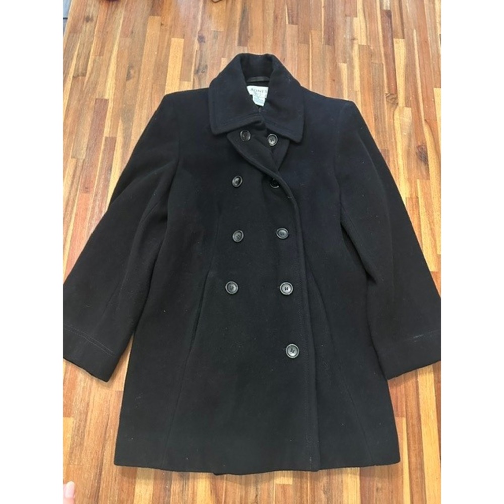 Jones Sport Pea Coat Womens 6 Black Wool Cashmere Double Breasted Jacket
